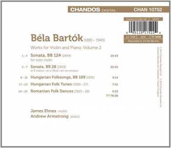 CD Béla Bartók: Bartok - Works For Violin And Piano Volume 2: Sonatas And Folk Dances