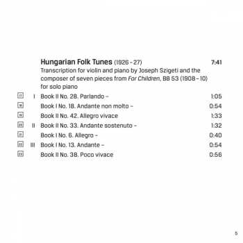 CD Béla Bartók: Bartok - Works For Violin And Piano Volume 2: Sonatas And Folk Dances