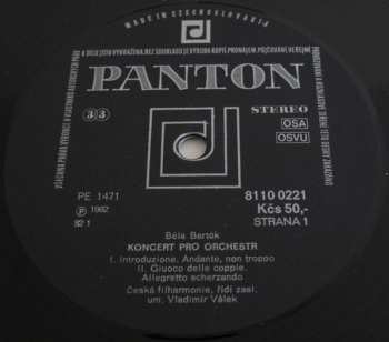 LP The Czech Philharmonic Orchestra: Koncert Pro Orchestr (Concerto For Orchestra)