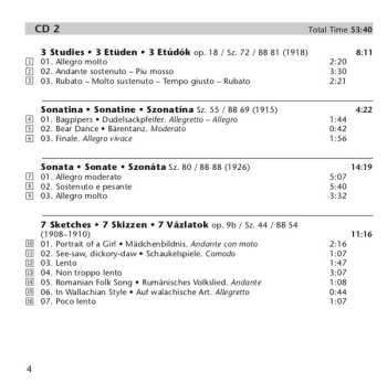 CD Béla Bartók: Complete Works For Piano Solo [1] - The Mature Bartók