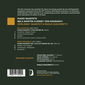 CD Béla Bartók: Piano Quintets  
