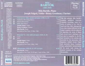 CD Béla Bartók: Bartók Plays Bartók : Contrasts, Rhapsody No. 1, Mikrokosmos (Excerpts)