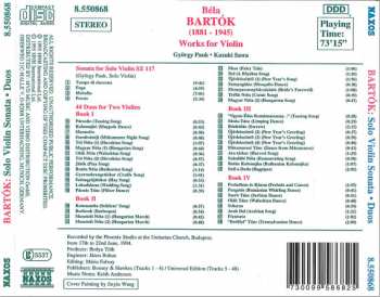 CD Béla Bartók: Solo Violin Sonata * Duos