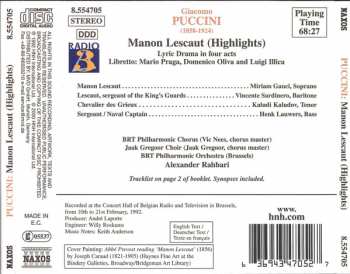 CD Belgian Radio And Television Philharmonic Orchestra: Puccini: Manon Lescaut (Highlights)