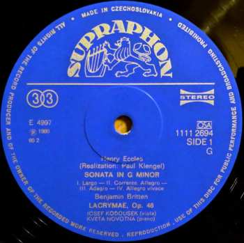 LP Benjamin Britten: Compositions For Viola And Piano