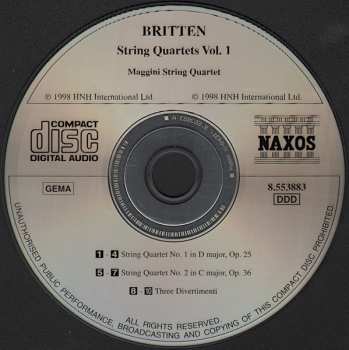 CD Benjamin Britten: String Quartets Vol. 1