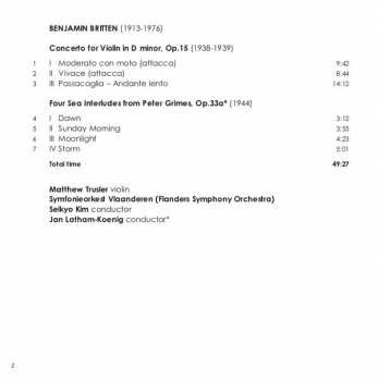 CD Benjamin Britten: Violin Concerto / Four Sea Interludes