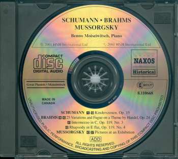 CD Robert Schumann: Moiseiwitsch 1 (Historical Recordings 1927-1945)