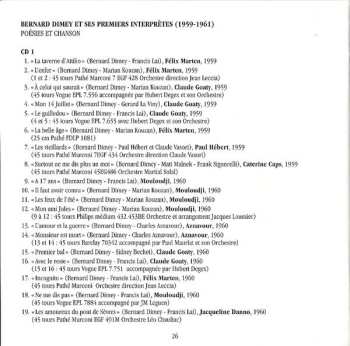 2CD Bernard Dimey: Bernard Dimey Et Ses Premiers Interprètes - Poésie Et Chansons 1959-1961