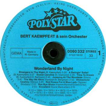LP Bert Kaempfert & His Orchestra: Wonderland By Night LTD