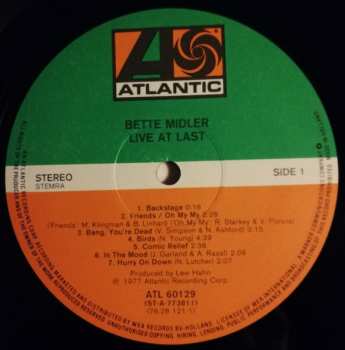 2LP Bette Midler: Live At Last