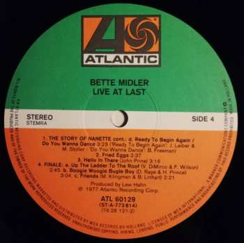 2LP Bette Midler: Live At Last