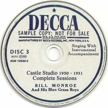 5CD Bill Monroe & His Blue Grass Boys: Castle Studio 1950 - 1951 (Complete Sessions)