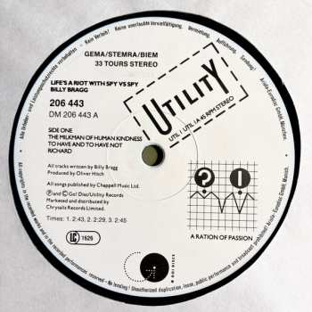 LP Billy Bragg: Life's A Riot With Spy Vs Spy