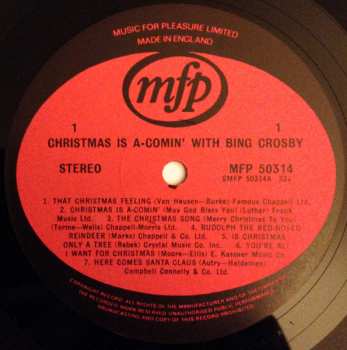 LP Bing Crosby: Christmas Is A-Comin' With Bing Crosby