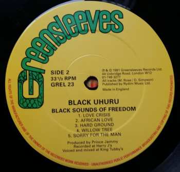 LP Black Uhuru: Black Sounds Of Freedom