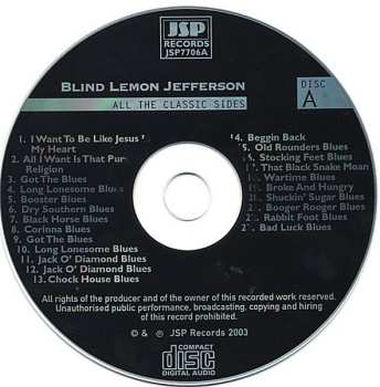 4CD/Doos Blind Lemon Jefferson: The Complete 94 Classic Sides Remastered