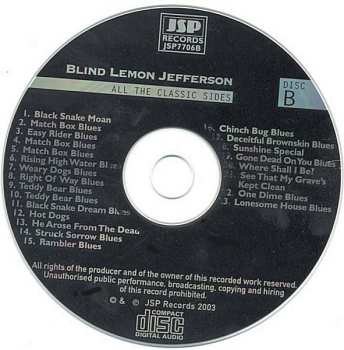 4CD/Doos Blind Lemon Jefferson: The Complete 94 Classic Sides Remastered