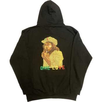 Merch Bob Marley & The Wailers: Bob Marley Unisex Pullover Hoodie: Wailers One Love Portrait (back Print & Embroidery) (small) S