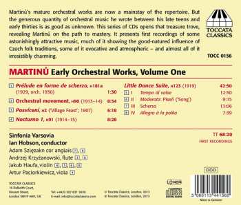 CD Bohuslav Martinů: Early Orchestral Works Volume One
