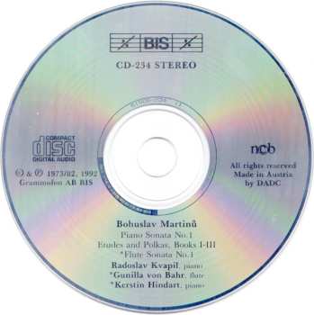 CD Bohuslav Martinů: Piano Sonata No.1 / Études And Polkas, Books I-III / Flute Sonata No.1