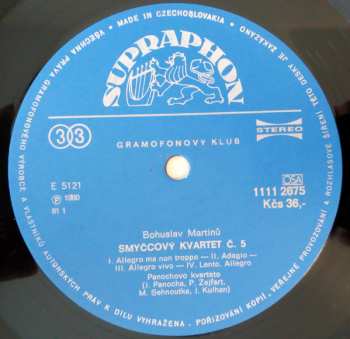 LP Bohuslav Martinů: Smyčcové Kvartety Č.5 A 7