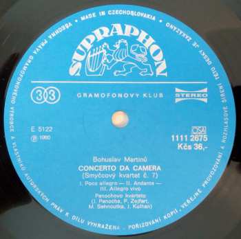 LP Bohuslav Martinů: Smyčcové Kvartety Č.5 A 7
