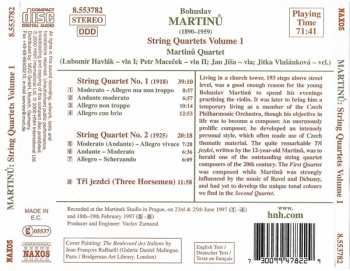 CD Bohuslav Martinů: String Quartets Nos. 1 And 2 • Tři Jezdci