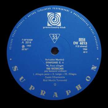 LP Bohuslav Martinů: Symfonie Č. 4 • Tre Ricercari