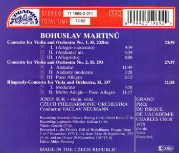 CD Bohuslav Martinů: Violin Concertos, Rhapsody-Concerto