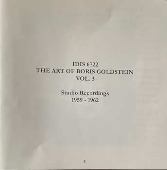 CD Henryk Wieniawski: The Art Of Boris Goldstein Vol.3
