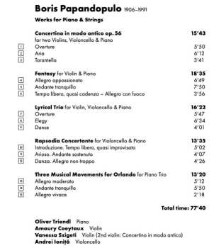 CD Oliver Triendl: Works For Piano & Strings