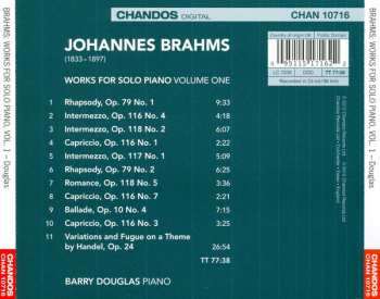 CD Johannes Brahms: Works For Solo Piano, Volume 1