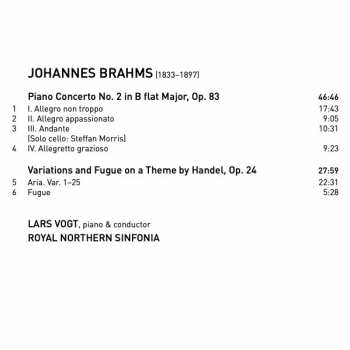 CD Johannes Brahms: Piano Concerto No. 2, Handel Variations