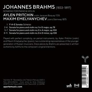 CD Johannes Brahms: Sonatas For Piano And Violin  