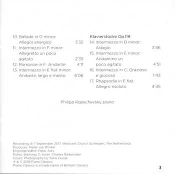 2CD Johannes Brahms: Piano Sonata Op. 5, Klavierstucke, Op. 116-119