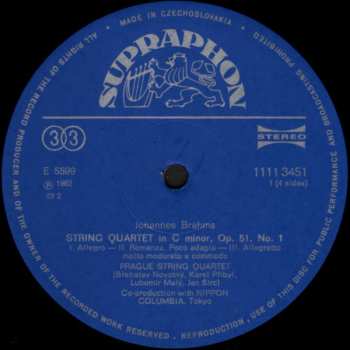 2LP Johannes Brahms: String Quartets Complete
