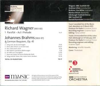 CD Johannes Brahms: A German Requiem / Parsifal - Act I Prelude