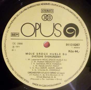 LP Brno Radio Pops Orchestra: Moje Srdce Husle Sú… Svetové Evergreeny