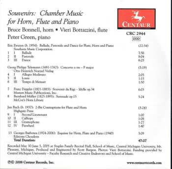 CD Bruce Bonnell: Souvenirs: Chamber Music For Horn, Flute And Piano