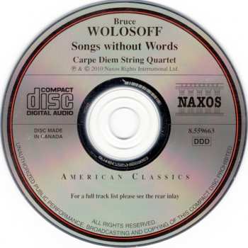CD Carpe Diem String Quartet: Songs Without Words