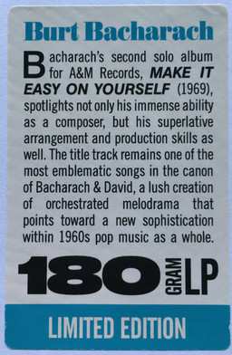 LP Burt Bacharach: Make It Easy On Yourself LTD