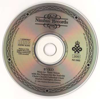 CD The Choir Of Christ Church Cathedral: Mass For Three Voices With The Propers For The Nativity