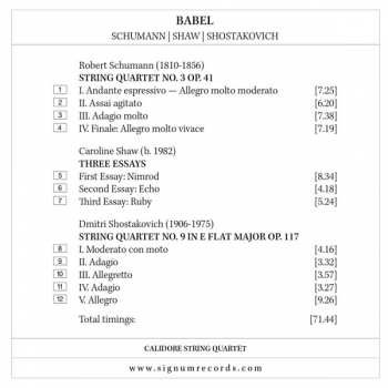 CD Calidore String Quartet: Babel