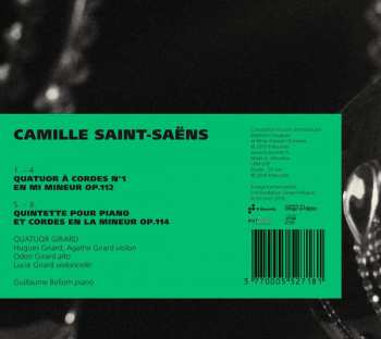 CD Camille Saint-Saëns: Quatour à Cordes No. 1; Quintette Pour Piano Et Cordes