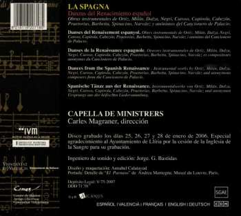 CD Capella De Ministrers:  La Spagna (Danzas Del Renacimiento Español)