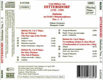 CD Carl Ditters von Dittersdorf: Sinfonias On Ovid's Metamorphoses Nos. 1 - 3