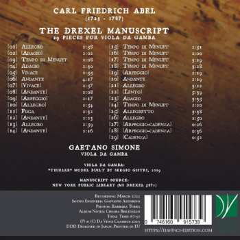 CD Carl Friedrich Abel: The Drexel Manuscript (29 Pieces For Viola Da Gamba)