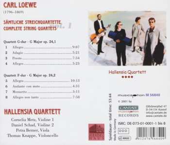 CD Carl Loewe: Sämtliche Streichquartette = Complete String Quartets (Vol. 1: Op. 24.1 - Op. 24.2)