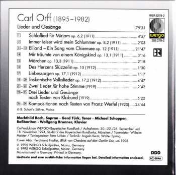 CD Carl Orff: Lieder Und Gesänge